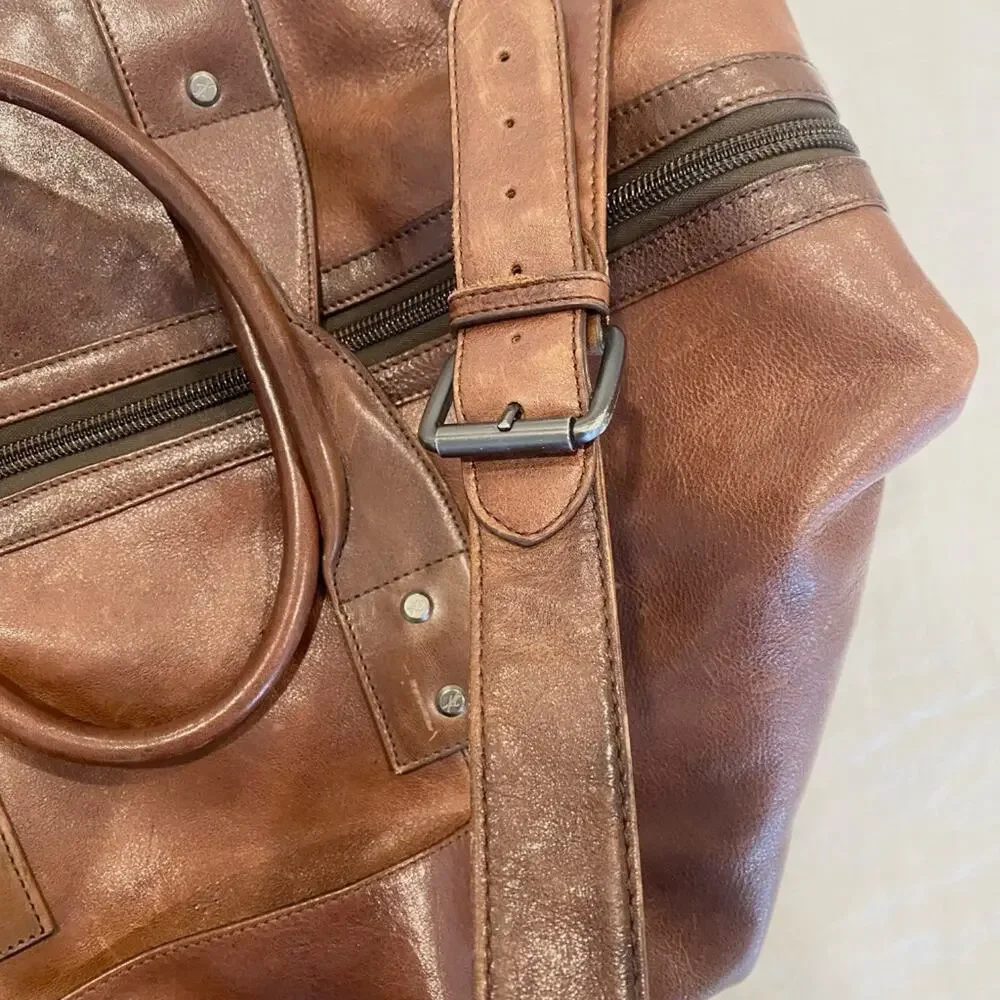 Kenneth Cole Leather Weekender Duffle Bag